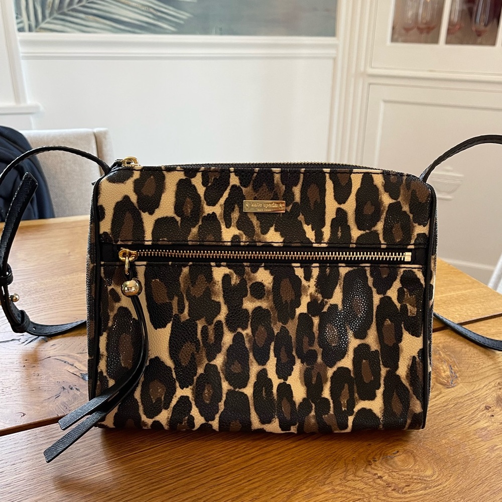 Kate Spade Leopard Print Leather Crossbody - like NEW!